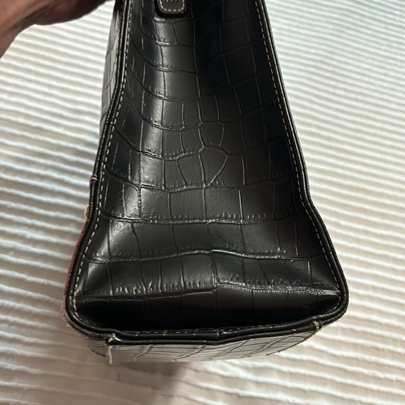 Wilson’s Leather Black Croc Embossed Travel Tote Bag Y2K - Picture 4 of 12